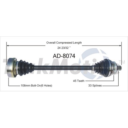 Surtrack Axle Cv Axle Shaft, Ad-8074 AD-8074